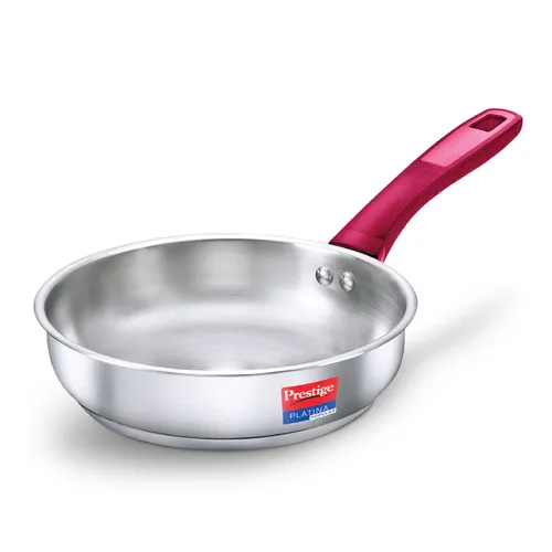 Prestige Platina Popular Stainless Steel Unique Impact Forged Bottom Fry Pan 22cm (1.9 L) (Silver)
